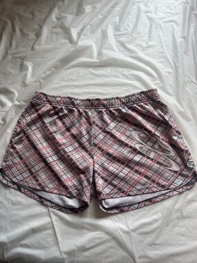 Pink and Gray Plaid Performance Shorts